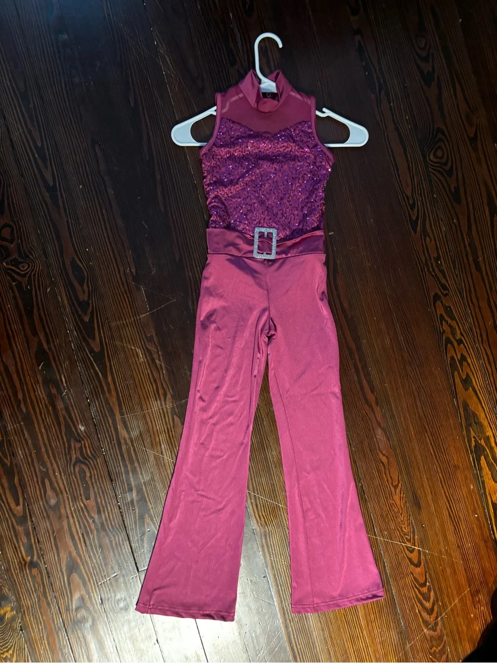 Sleeveless Sequin Jumpsuit in Deep Berry